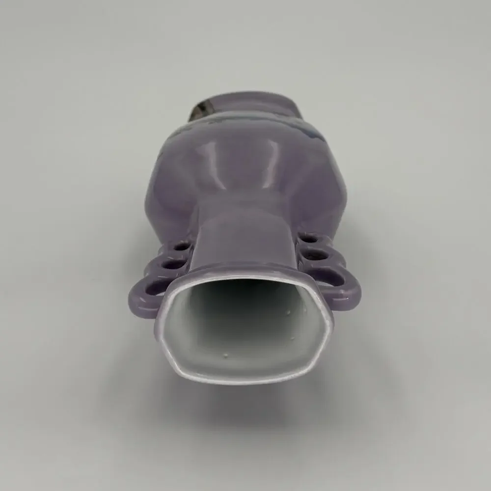 Vintage Chinese Lavender Porcelain Landscape Vase 4-Hole Looped Handles